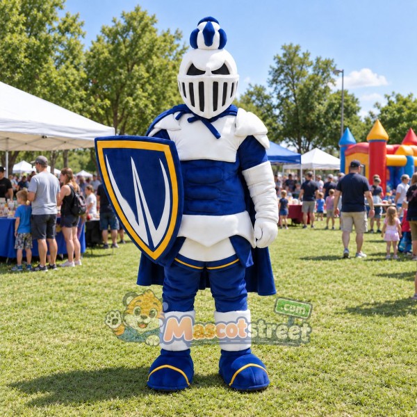 Knight Mascot Costume with Blue and Silver Armor and Helmet Knight Mascot Costume with Blue and Silver Armor and Helmet
