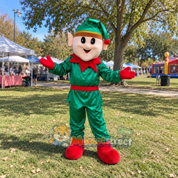Christmas Elf Mascot Costume with Green Suit and Hat Christmas Elf Mascot Costume with Green Suit and Hat