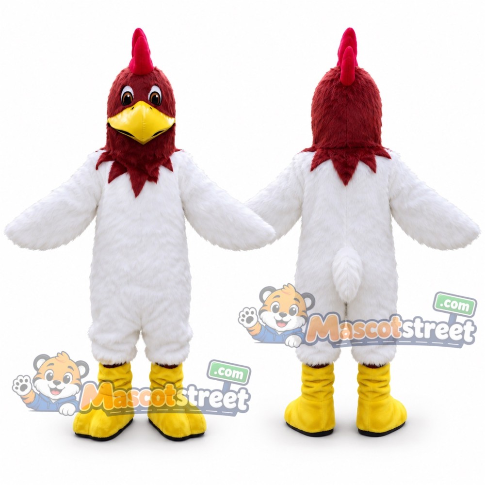 White Rooster Mascot Costume White Rooster Mascot Costume