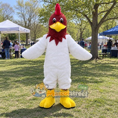 White Rooster Mascot Costume White Rooster Mascot Costume