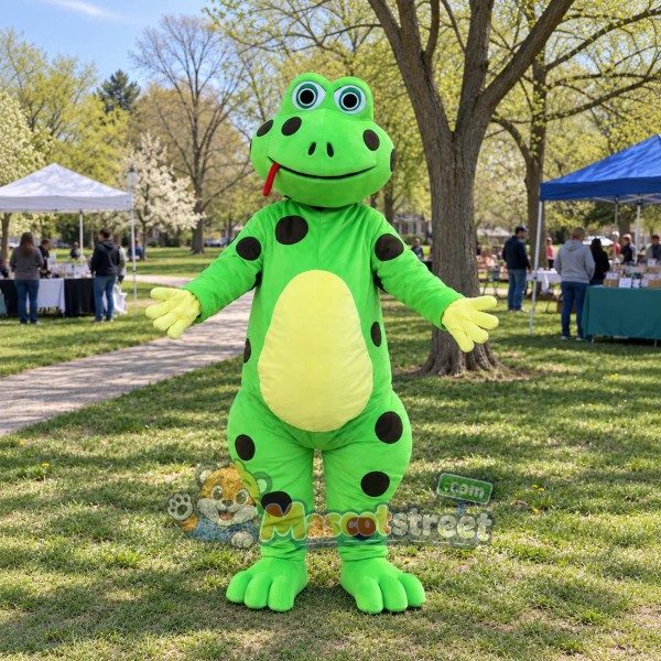 Green Spotted Frog Mascot Costume Green Spotted Frog Mascot Costume