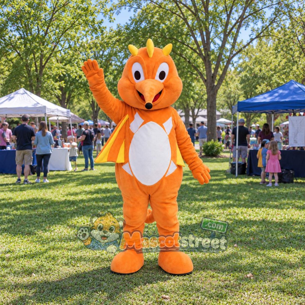 Orange Seahorse Mascot Costume