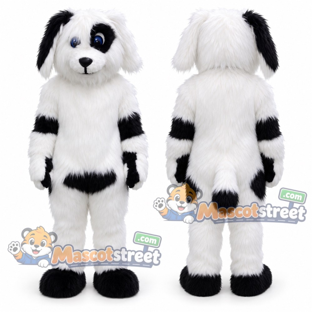 White and Black Spotted Dog Mascot Costume