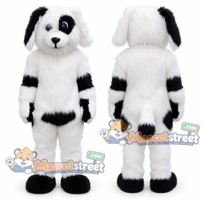 White and Black Spotted Dog Mascot Costume