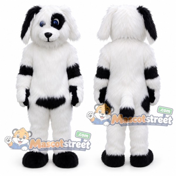White and Black Spotted Dog Mascot Costume