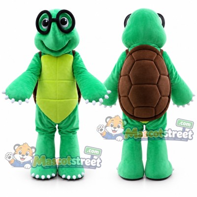 Green Turtle Mascot Costume with Black Glasses Green Turtle Mascot Costume with Black Glasses