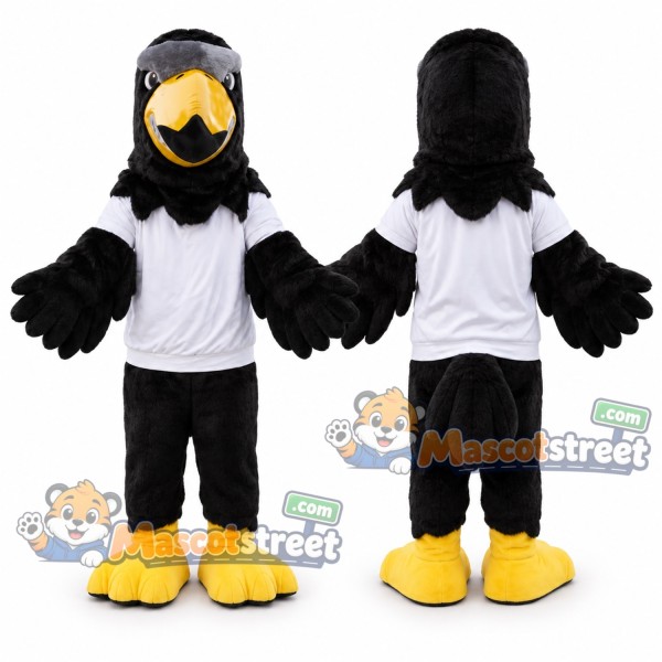 Black Eagle Mascot Costume with White Shirt
