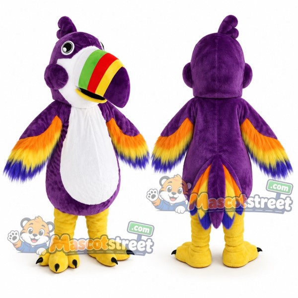 Purple Toucan Mascot Costume