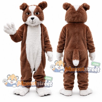 Brown and White Bulldog Mascot Costume Brown and White Bulldog Mascot Costume