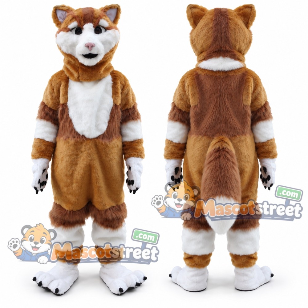 Brown and White Cat Mascot Costume Brown and White Cat Mascot Costume