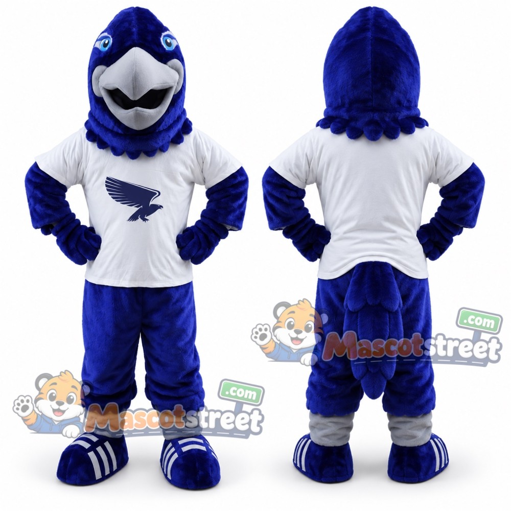 Blue Eagle Mascot Costume with White Shirt and Blue Pants Blue Eagle Mascot Costume with White Shirt and Blue Pants