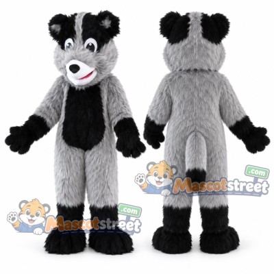 Gray and Black Bear Mascot Costume