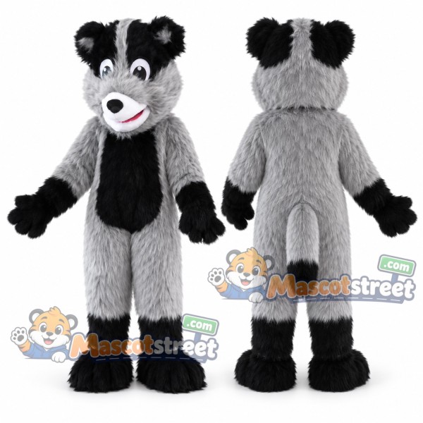Gray and Black Bear Mascot Costume