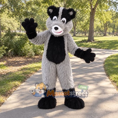 Gray and Black Bear Mascot Costume