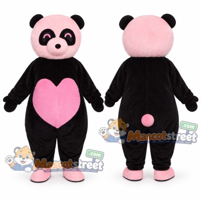 Pink and Black Panda Mascot Costume