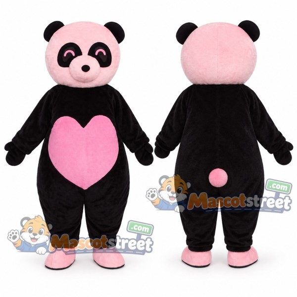 Pink and Black Panda Mascot Costume