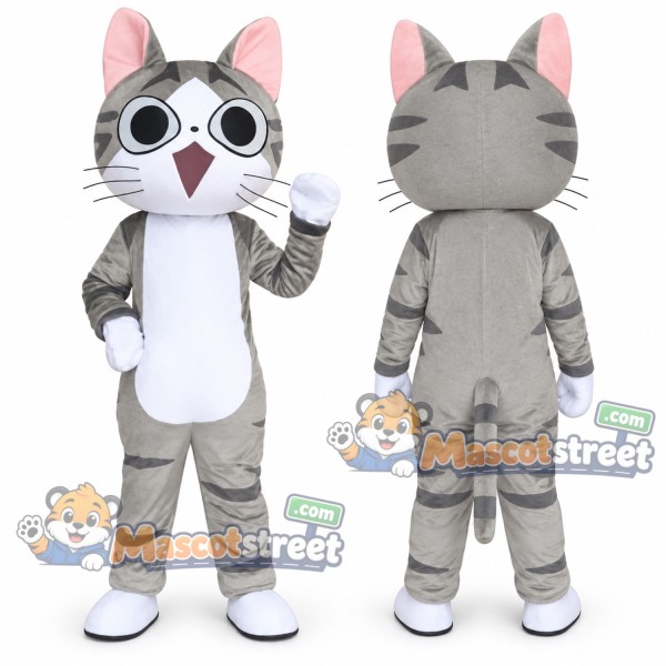 Gray Tabby Cat Mascot Costume