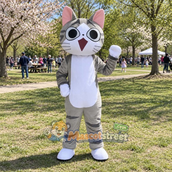 Gray Tabby Cat Mascot Costume