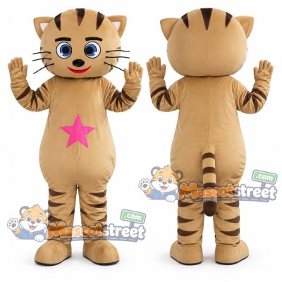 Tan Tabby Cat Mascot Costume Tan Tabby Cat Mascot Costume
