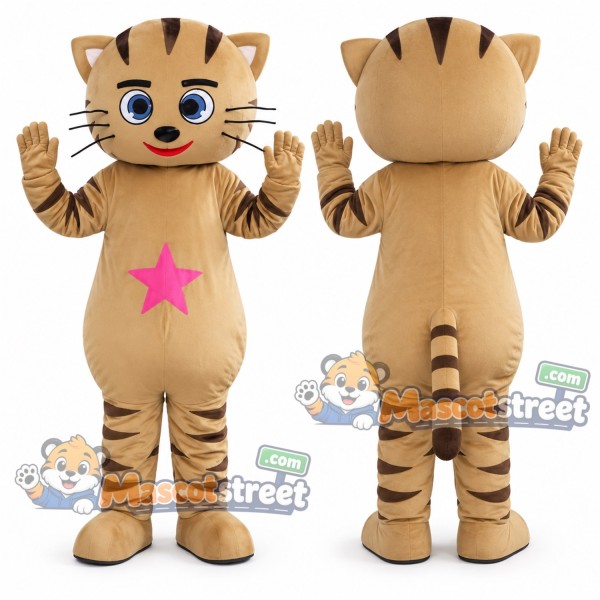 Tan Tabby Cat Mascot Costume