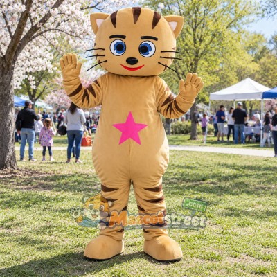 Tan Tabby Cat Mascot Costume