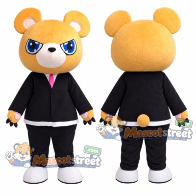 Yellow Bear Mascot Costume with Black Suit Yellow Bear Mascot Costume with Black Suit