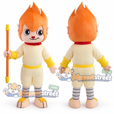 Monkey Warrior Mascot Costume with Cream and Yellow Outfit