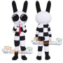 Black and White Rabbit Mascot Costume with Checkered Suit and Sunglasses