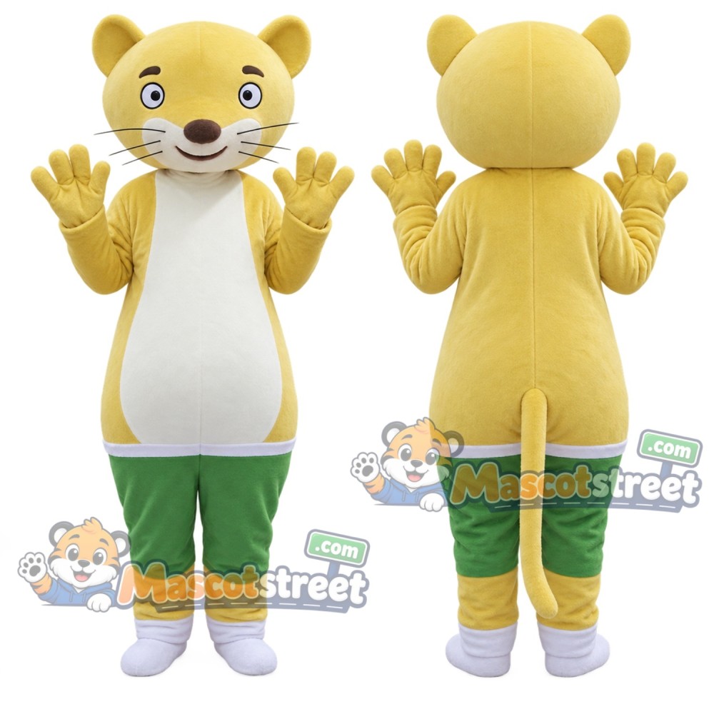 Yellow Weasel Mascot Costume with Green Shorts Yellow Weasel Mascot Costume with Green Shorts