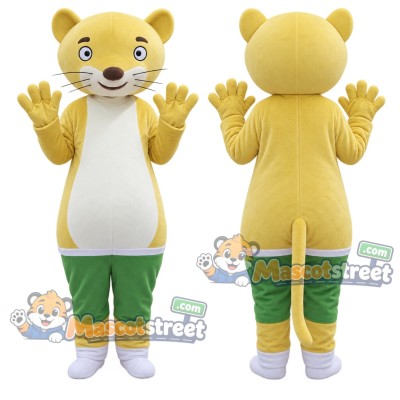 Yellow Weasel Mascot Costume with Green Shorts Yellow Weasel Mascot Costume with Green Shorts