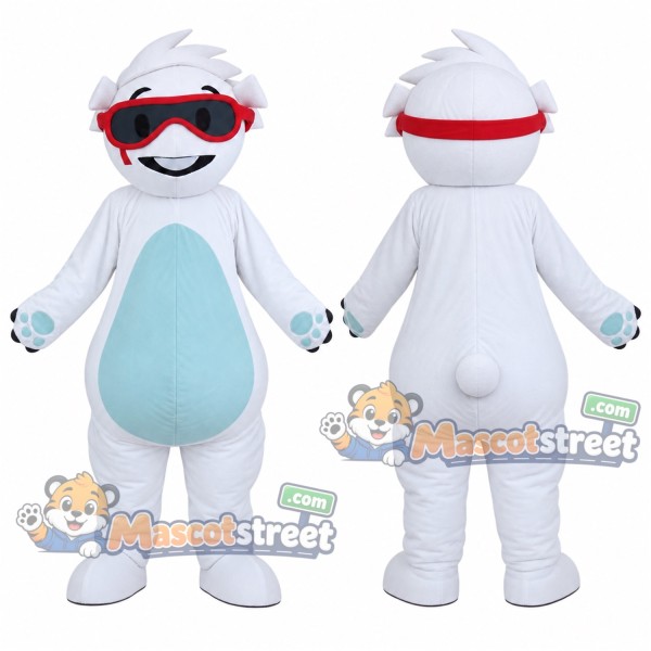 White Bear Mascot Costume with Red Sunglasses