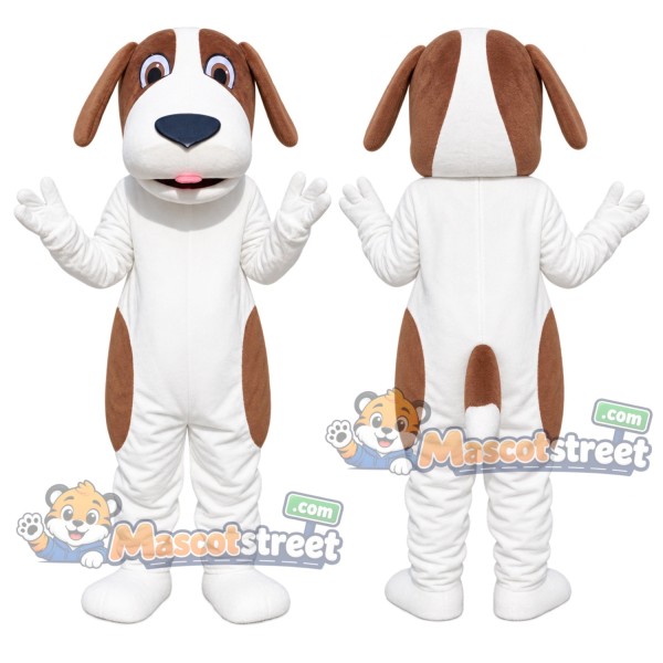 Brown and White Dog Mascot Costume