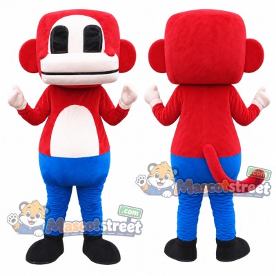 Red Monkey Mascot Costume with Blue Pants Red Monkey Mascot Costume with Blue Pants