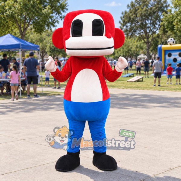 Red Monkey Mascot Costume with Blue Pants