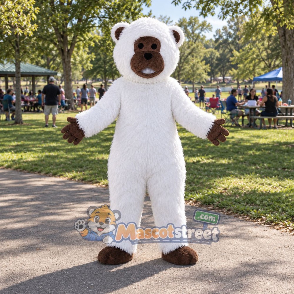 White Ape Mascot Costume White Ape Mascot Costume