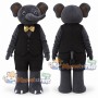 Black Elephant Mascot Costume with Black Suit and Gold Bow Tie