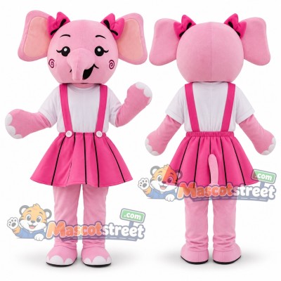 Pink Elephant Mascot Costume with Pink Suspender Skirt Pink Elephant Mascot Costume with Pink Suspender Skirt