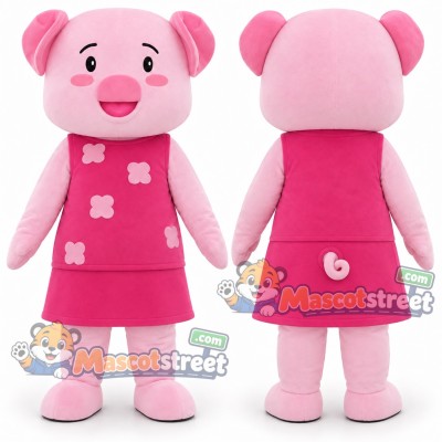 Pink Pig Mascot Costume with Pink Dress