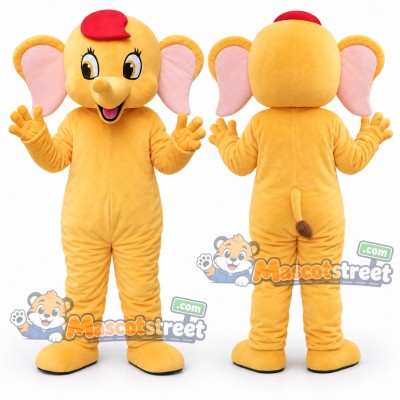 Yellow Elephant Mascot Costume with Red Cap Yellow Elephant Mascot Costume with Red Cap