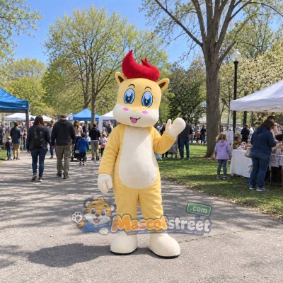 Cream Horse with Red Mane Mascot Costume Cream Horse with Red Mane Mascot Costume