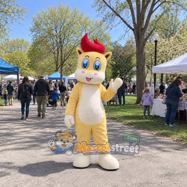 Cream Horse with Red Mane Mascot Costume