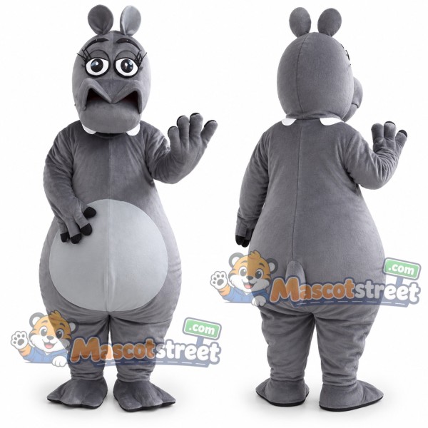 Gray Hippopotamus Mascot Costume