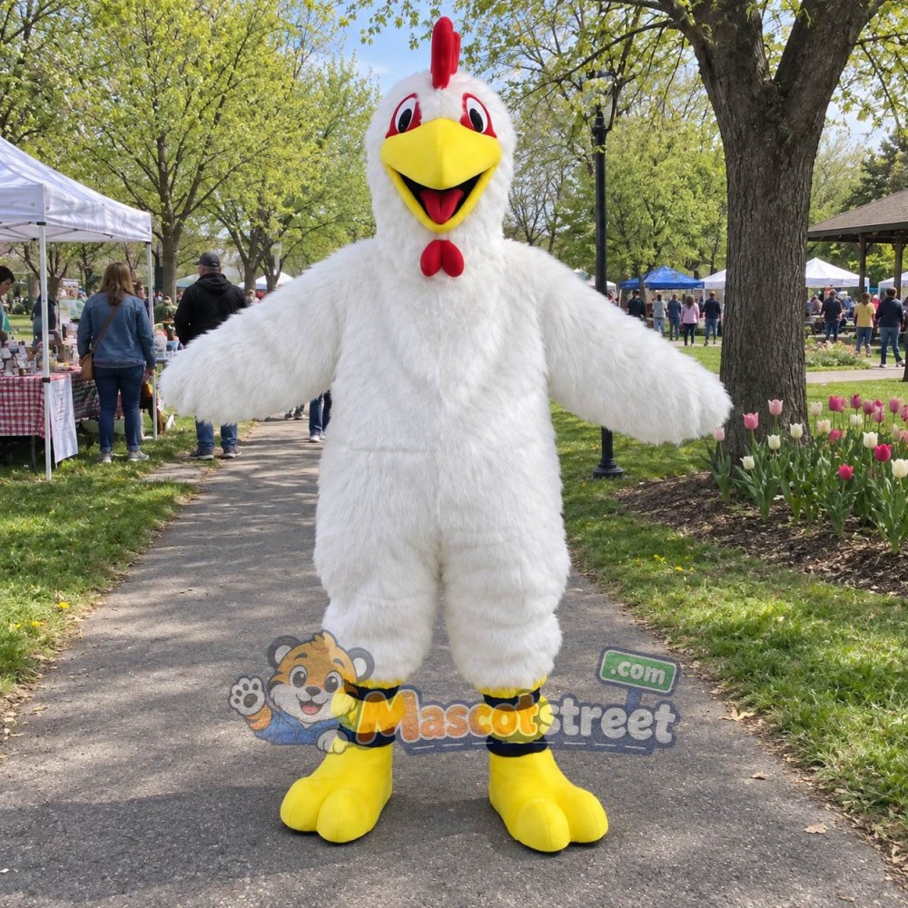 White Rooster Mascot Costume