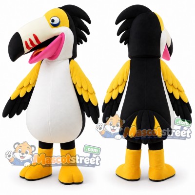 Black Toucan Mascot Costume Black Toucan Mascot Costume