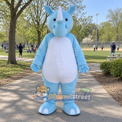 Light Blue Rhinoceros Mascot Costume Light Blue Rhinoceros Mascot Costume