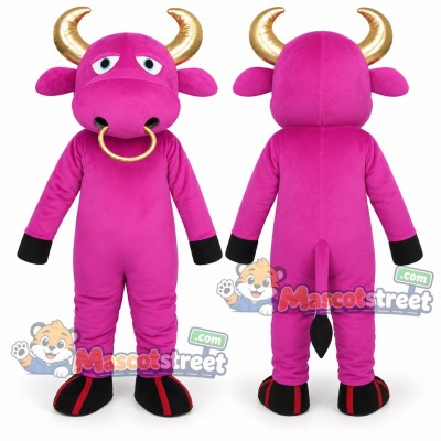 Magenta Bull Mascot Costume