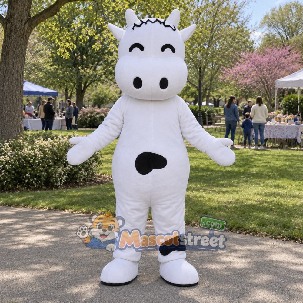 White Cow Mascot Costume