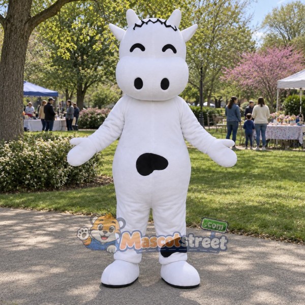 White Cow Mascot Costume