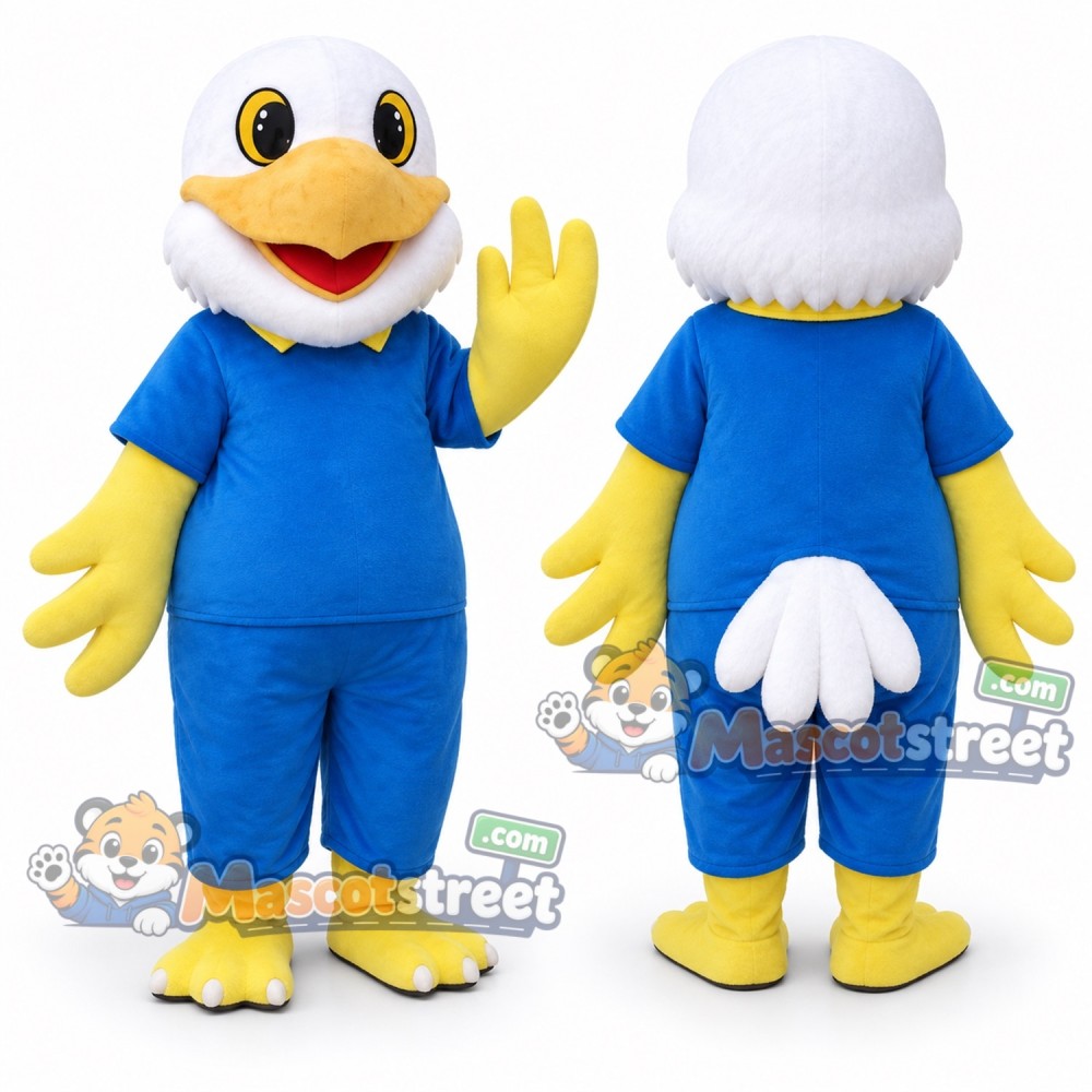 Bald Eagle Mascot Costume with Blue Shirt and Shorts Bald Eagle Mascot Costume with Blue Shirt and Shorts