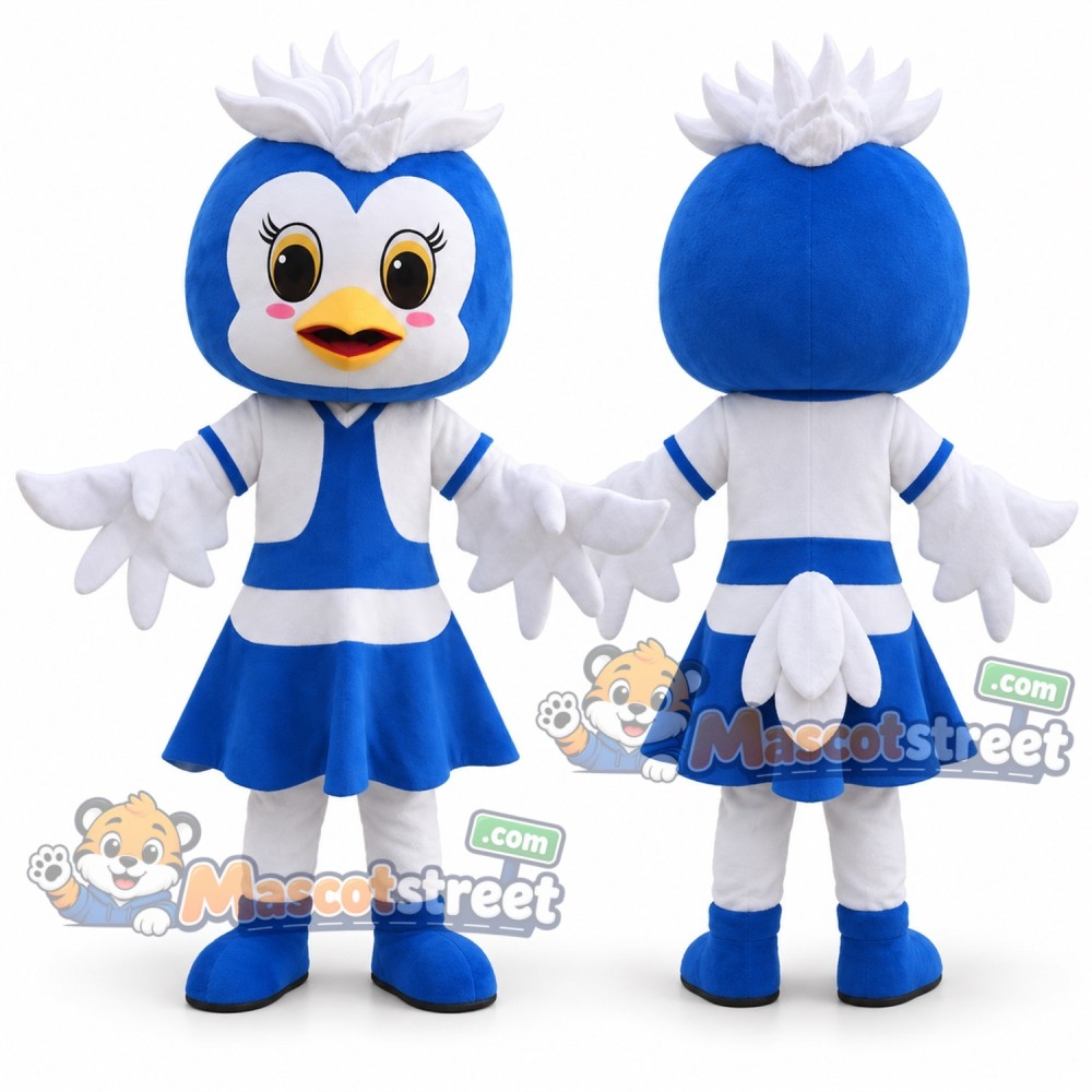 Blue Bird Mascot Costume with Blue and White Dress